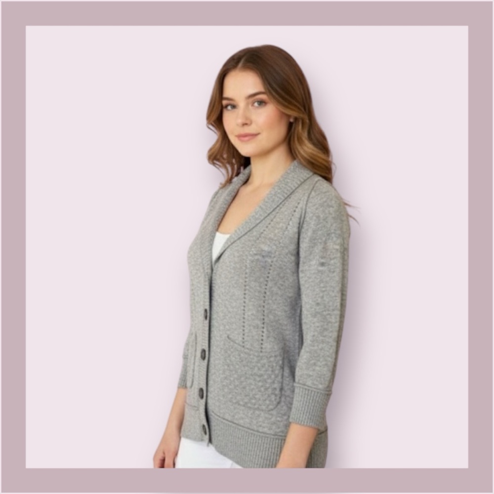 Juicy Couture Gray Button Front Collared Cardigan - image 1